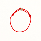 14K Solid Yellow, Rose and White Gold Trinity Red Silk Adjustable Unisex Bracelet