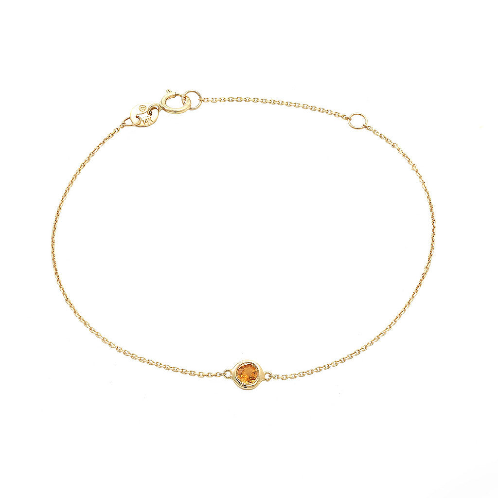 14K Solid Gold Birthstone Bezel Bracelet
