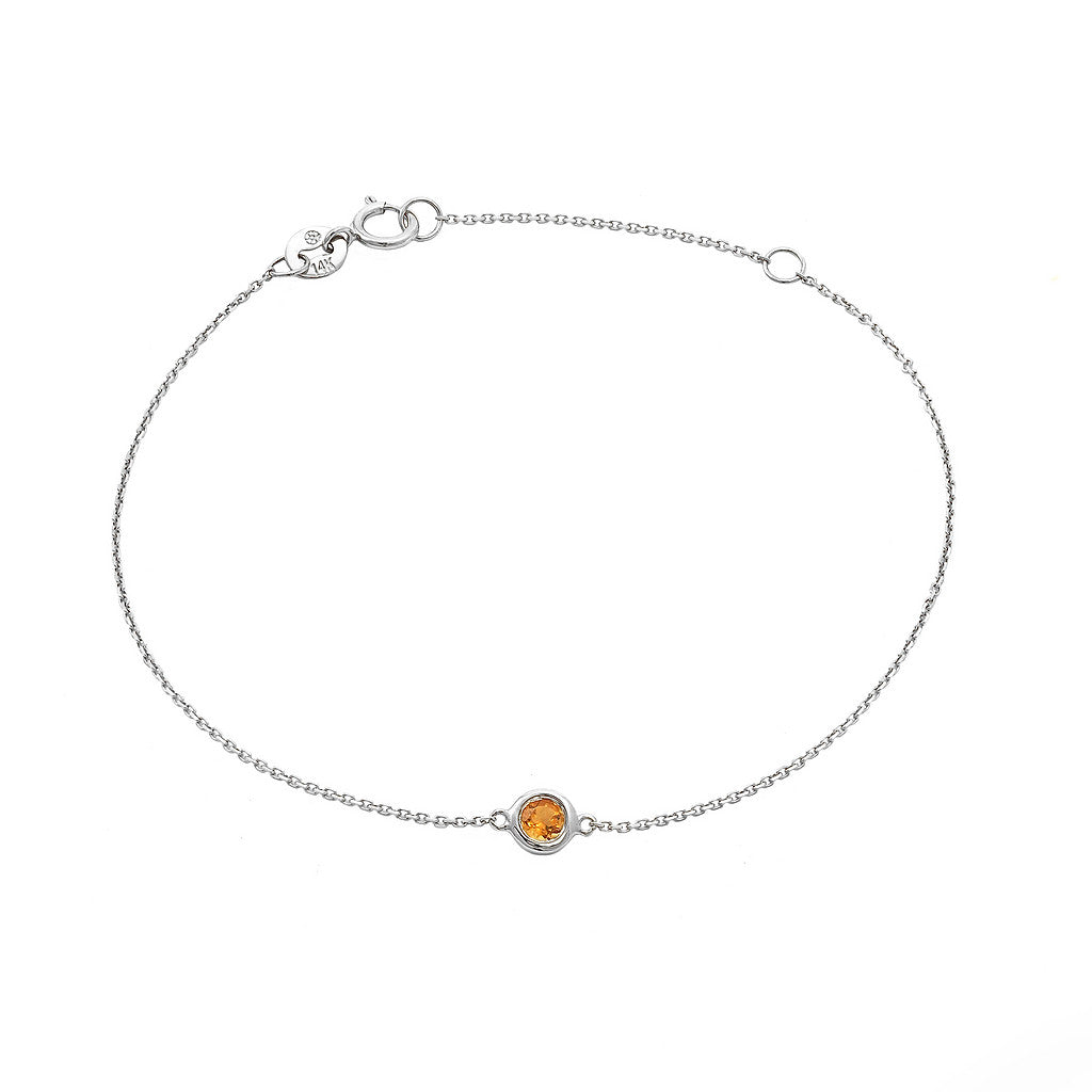 14K Solid Gold Birthstone Bezel Bracelet