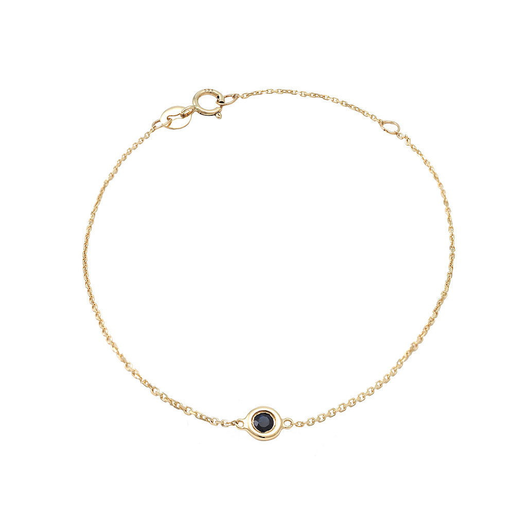 14K Solid Gold Birthstone Bezel Bracelet