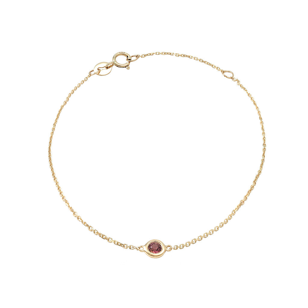 14K Solid Gold Birthstone Bezel Bracelet