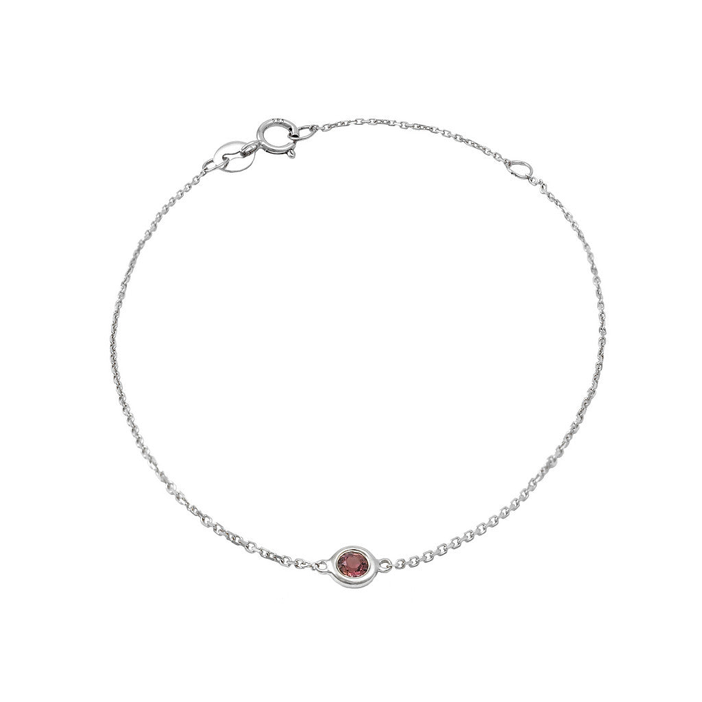 14K Solid Gold Birthstone Bezel Bracelet
