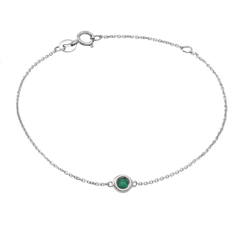 14K Solid Gold Birthstone Bezel Bracelet