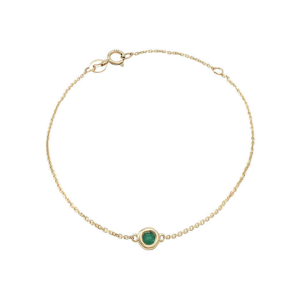 14K Solid Gold Birthstone Bezel Bracelet