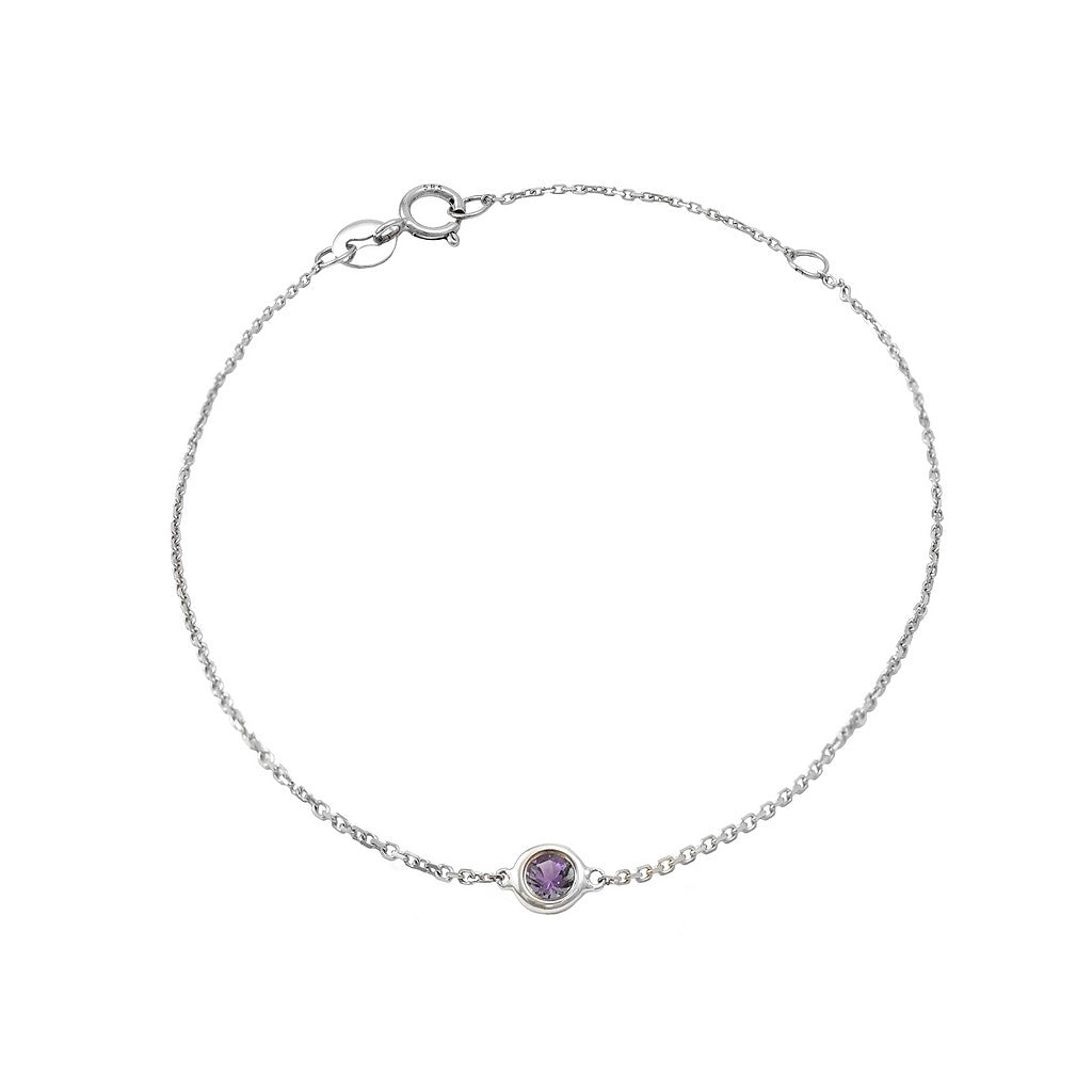 14K Solid Gold Birthstone Bezel Bracelet