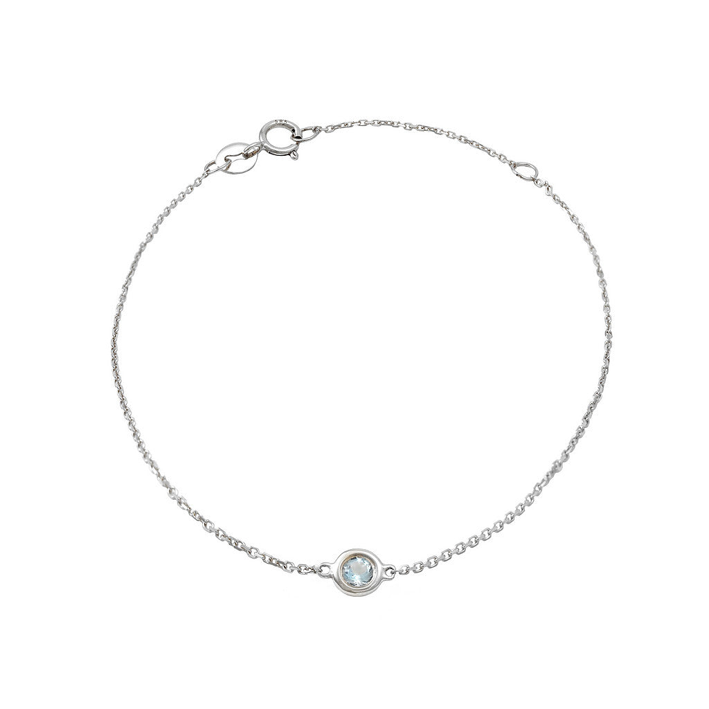 14K Solid Gold Birthstone Bezel Bracelet