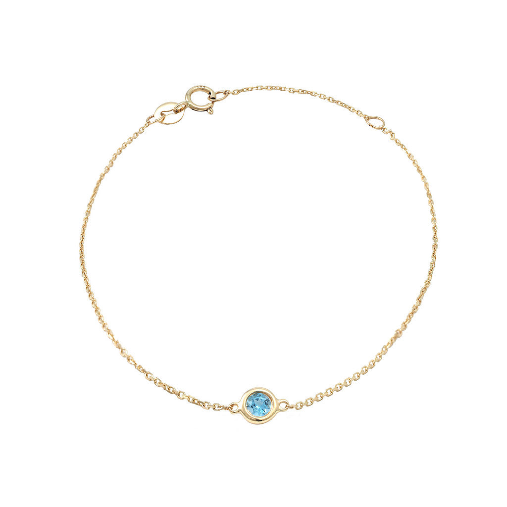 14K Solid Gold Birthstone Bezel Bracelet