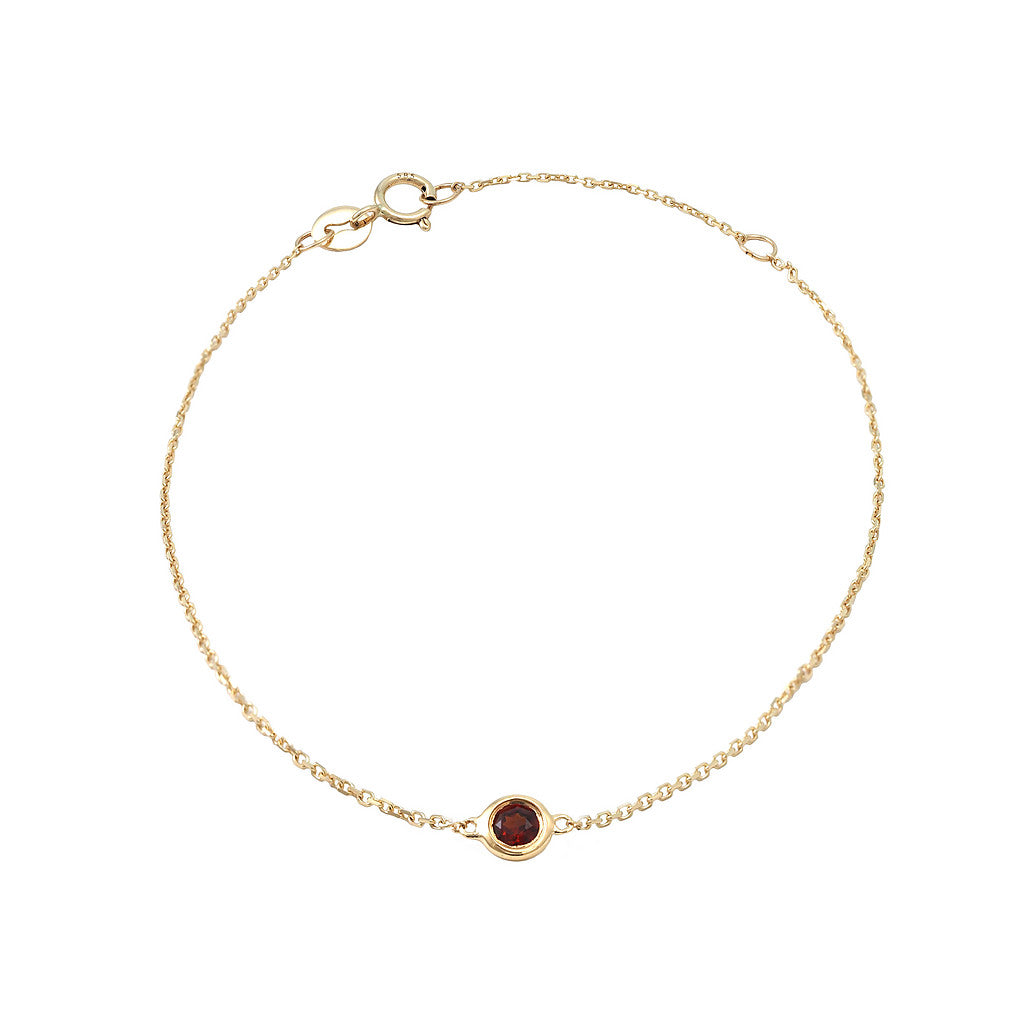 14K Solid Gold Birthstone Bezel Bracelet