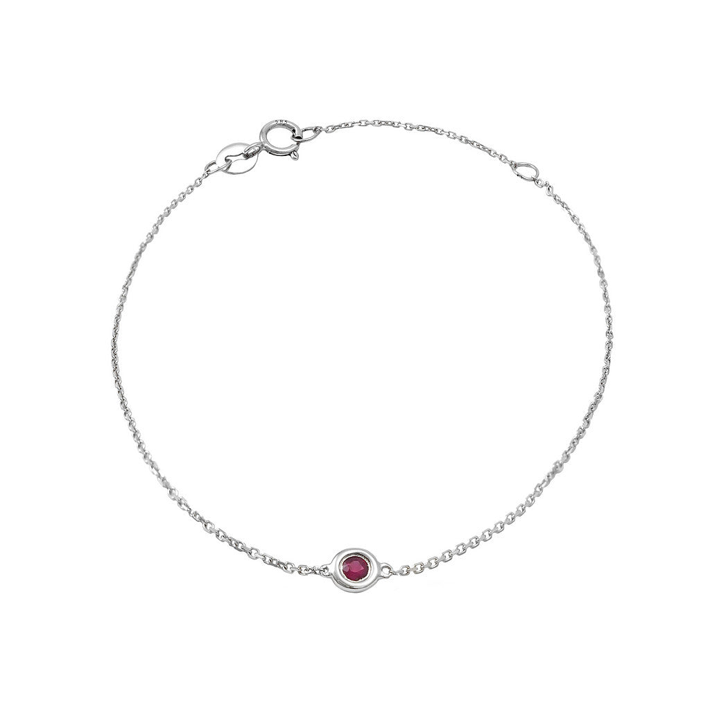 14K Solid Gold Birthstone Bezel Bracelet