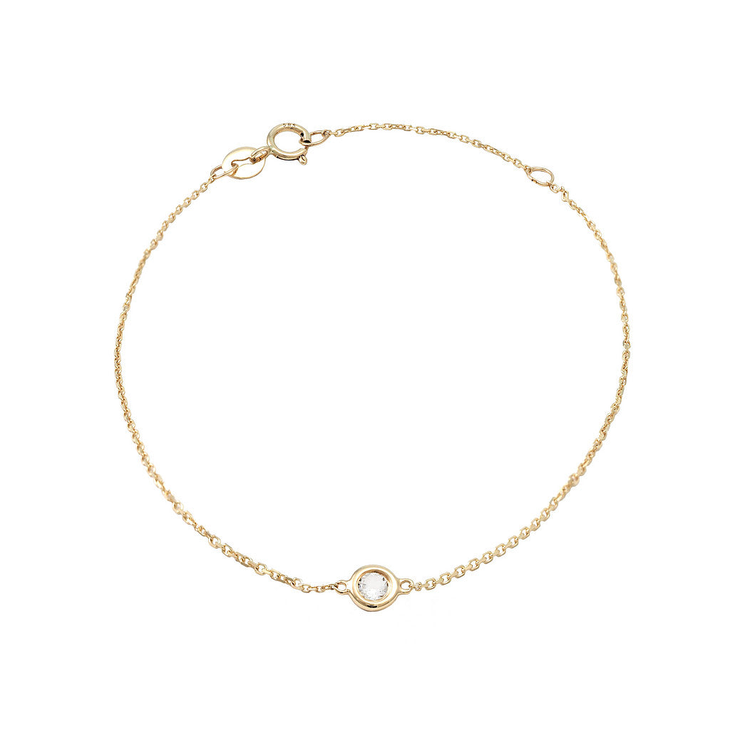 14K Solid Gold Birthstone Bezel Bracelet