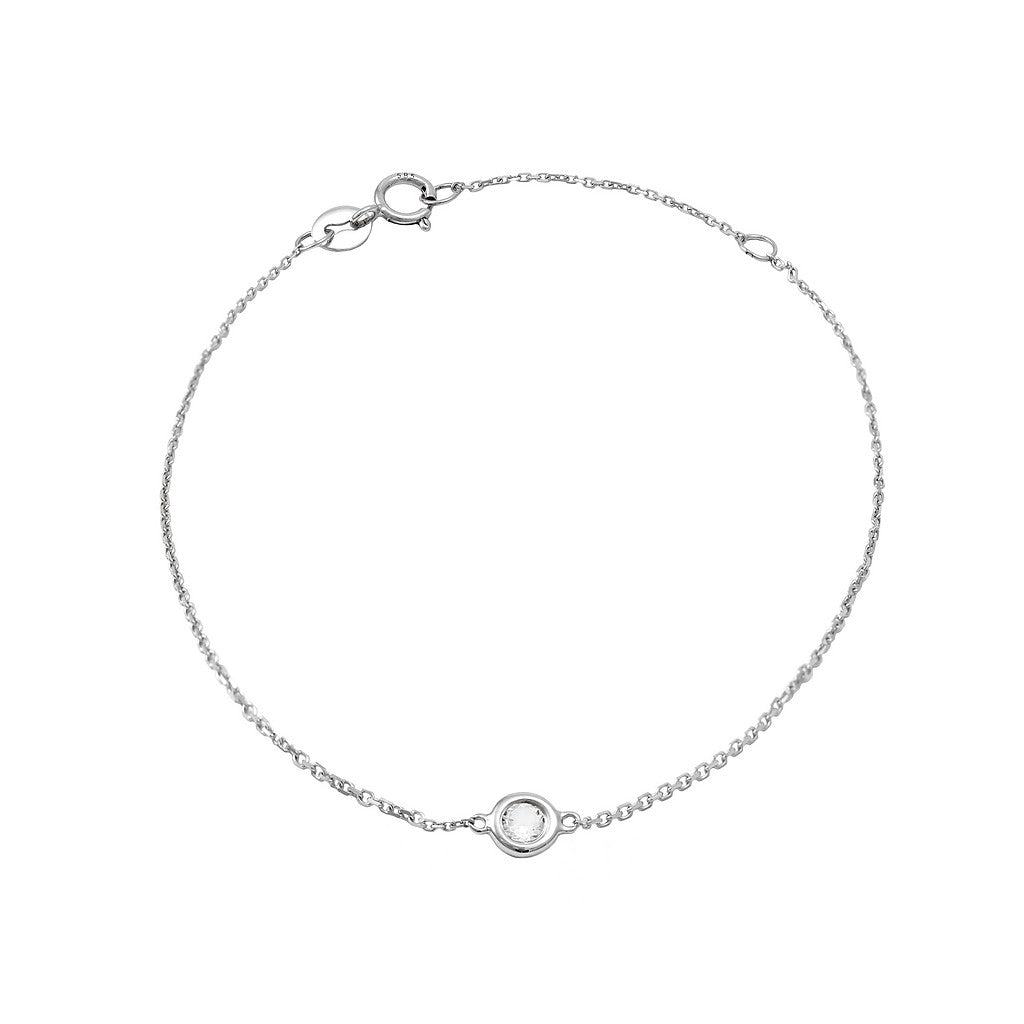 14K Solid Gold Birthstone Bezel Bracelet