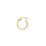 14K Solid Yellow Gold Diamond Cut Hoops Earrings
