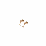 Gold champagne glass earrings on a white background