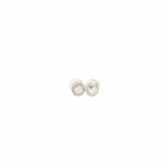 Pair of silver earrings with clear gemstones on a white background