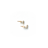 14K Solid Yellow Gold 3 Diamonds Bar Earrings