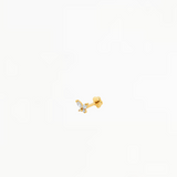 14K Solid Yellow Gold Cubic Zirconia Butterfly Piercing Earring