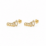10K solid yellow gold wing stud earrings with 0.15 CTW natural pavé diamonds and butterfly push backs on a white background.