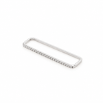  925 sterling silver rectangular bar ear cuff with clear pavé-set stones and a polished finish on a white background.