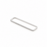  925 sterling silver rectangular bar ear cuff with clear pavé-set stones and a polished finish on a white background.