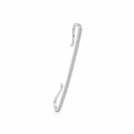 925 sterling silver long bar ear cuff with sparkling cubic zirconia accents and an elongated curved design on a white background.