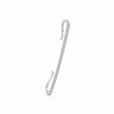 925 sterling silver long bar ear cuff with sparkling cubic zirconia accents and an elongated curved design on a white background.