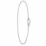 925 sterling silver 14-inch fine link necklace with an oversized polished lobster clasp and pendant holder design on a white background.