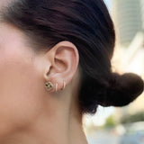 14K Solid Yellow Gold Clover Stud Earrings