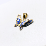 14K Solid Yellow Gold Butterfly Pendant