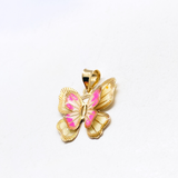 14K Solid Yellow Gold Butterfly Pendant