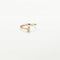 14K solid yellow gold adjustable nail ring with sparkling clear cubic zirconia stones on a white background.