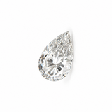 IGI certified 1.41 carat E VVS2 pear brilliant lab-grown loose diamond on a white background.