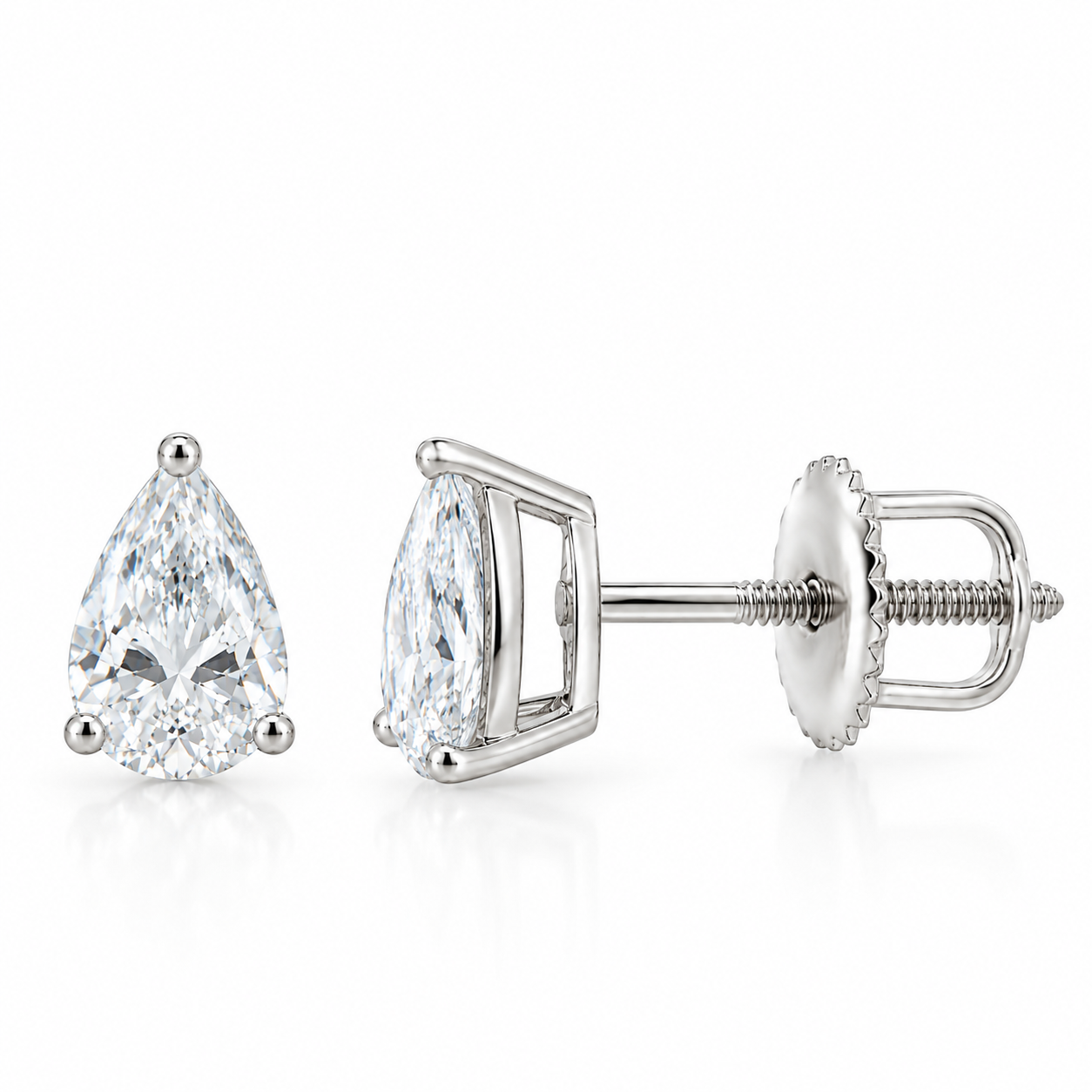 14K White Gold Lab-Grown Pear Diamond Stud Earrings – 0.68 CTW