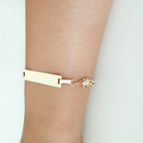 14K Solid Yellow Gold ID Bracelet with Oval Charm and Star Details