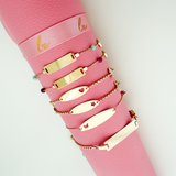 18K Solid Yellow Gold ID Bracelet with Hearts – Genuine Precious Stones (Baby Girl / Girl / Woman)
