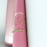 18K Solid Yellow Gold ID Bracelet with Hearts – Genuine Precious Stones (Baby Girl / Girl / Woman)