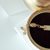 14K Solid Yellow Gold ID Bracelet with Oval Charm and Star Details