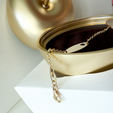 14K Solid Yellow Gold Mother of Pearl Charm ID Bracelet