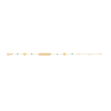 18K Solid Yellow Gold ID Bracelet with Hearts – Genuine Precious Stones (Baby Girl / Girl / Woman)