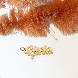14K Solid Yellow Gold Custom Name Vertical Pendant