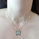 14K Solid Yellow Gold Butterfly Pendant
