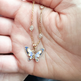 14K Solid Yellow Gold Butterfly Pendant