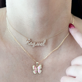 14K Solid Yellow Gold Diamond Name Necklace
