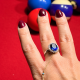 GSI Jewelry Report for 5.63 carat lab-grown synthetic blue sapphire and 0.45 CTW lab-grown diamond ring
