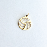 14K Solid Yellow Gold Volleyball Charm Pendant