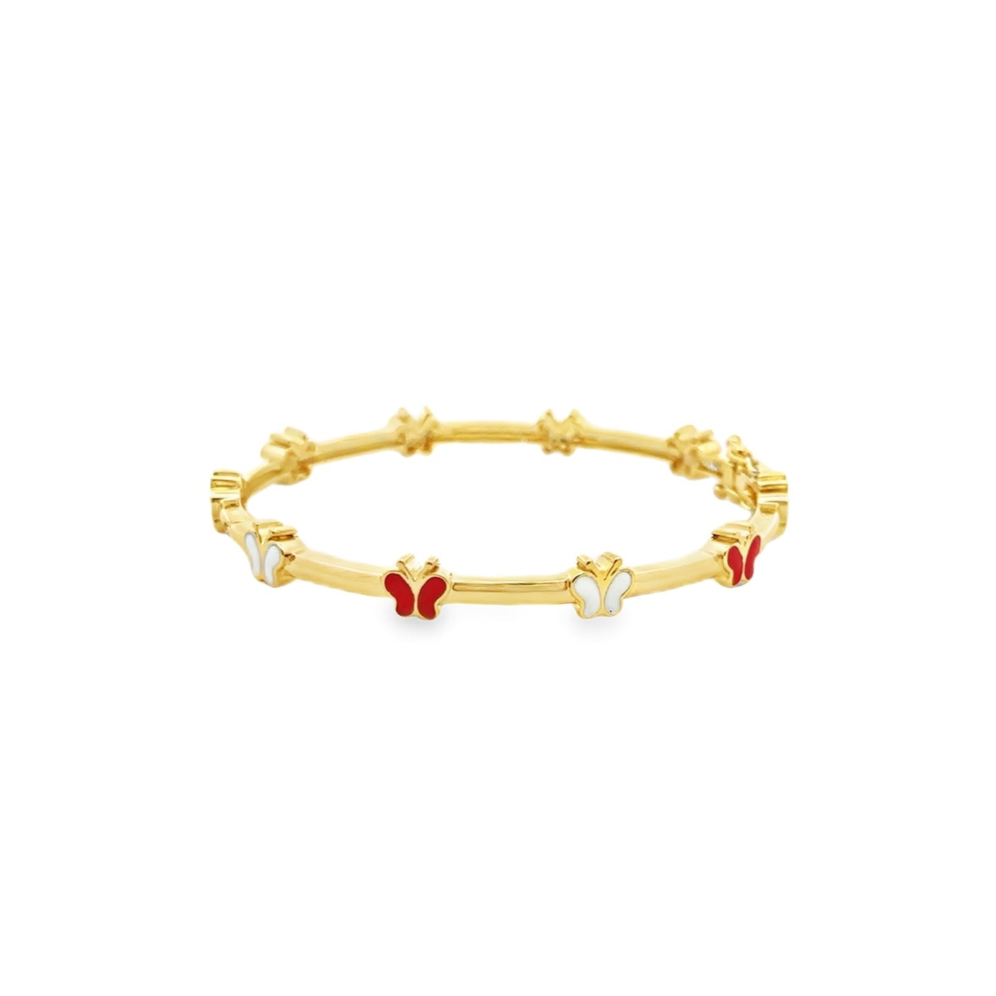 18K Gold-Plated Brass Girl’s Bangle with Enamel Butterflies