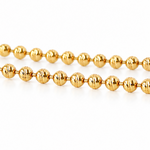 14K solid yellow gold 3mm diamond-cut bead bracelet with lobster clasp on a white background