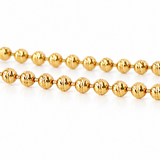 14K solid yellow gold 3mm diamond-cut bead bracelet with lobster clasp on a white background