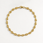 14K Solid Yellow Gold 4mm Mariner Link Anklet with Lobster Clasp Measuring 10 Inches