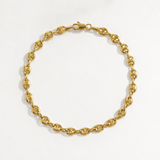 14K Solid Yellow Gold 4mm Mariner Link Anklet with Lobster Clasp Measuring 10 Inches