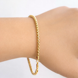 14K Solid Yellow Gold Box Italian Link Bracelet